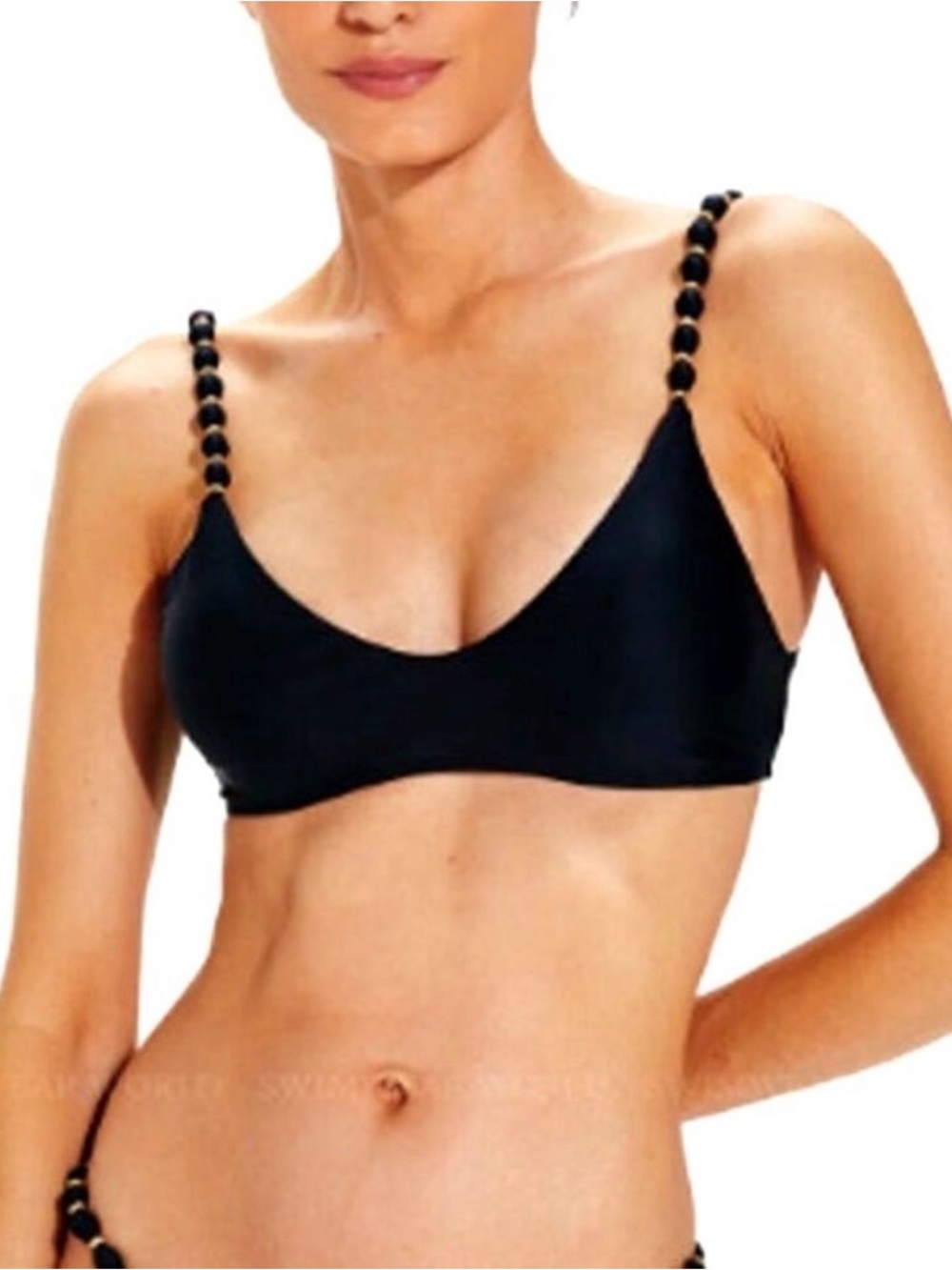 EUC Vix Paula Hermanny Black Bikini With Gold Accents